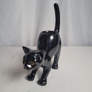 Partylite Black Cat Ceramic Tealight Candle Holder Hallowern Decor Cat Lady
